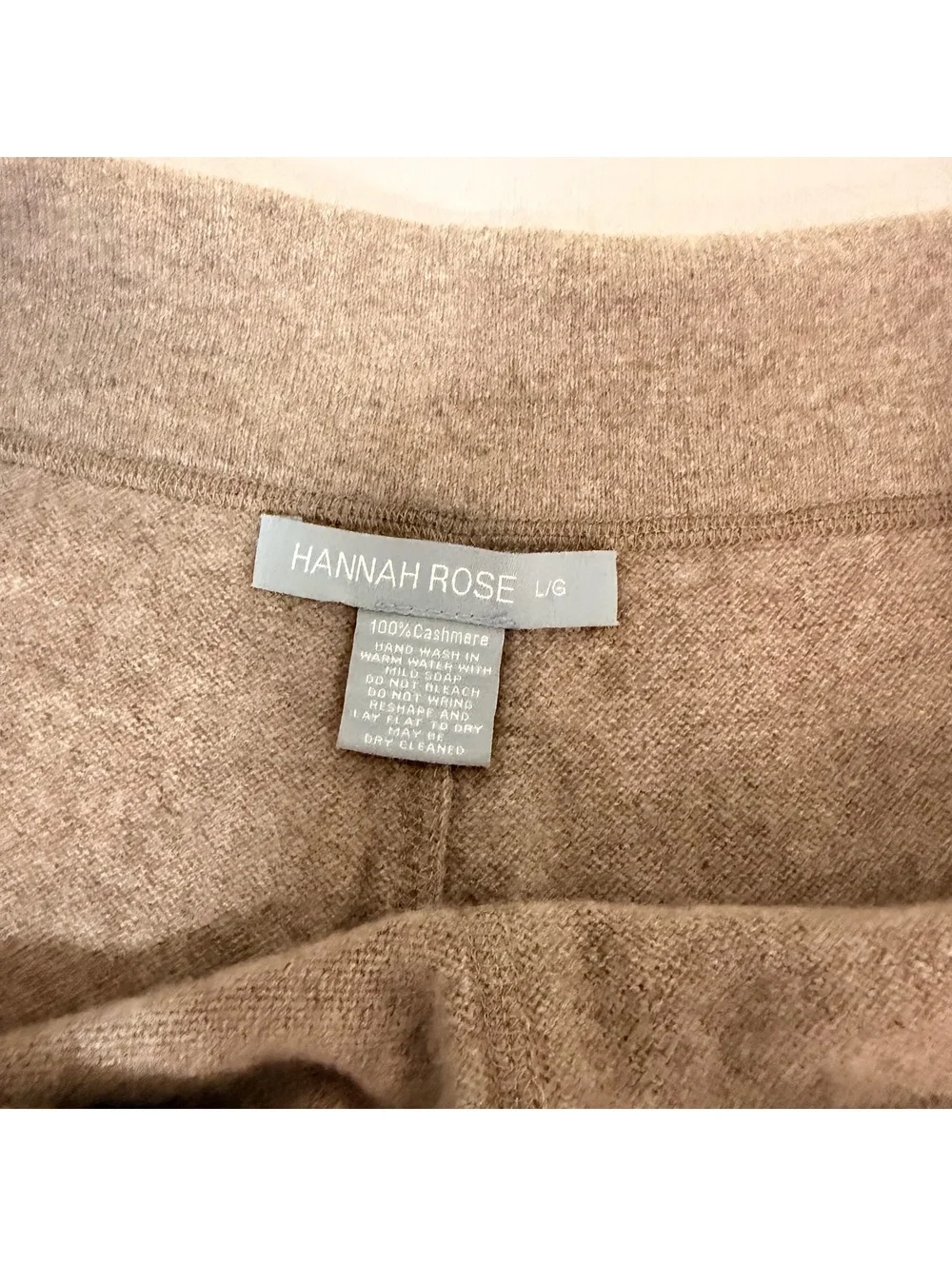 Hannah Rose 100% Cashmere Wide-Leg Pants in Beige, Size Large